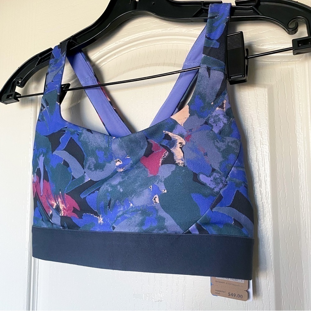 Patagonia Sportsbra Switchback Padded Abstract Jungle Smolder Blue XS NWT - Picture 5 of 8
